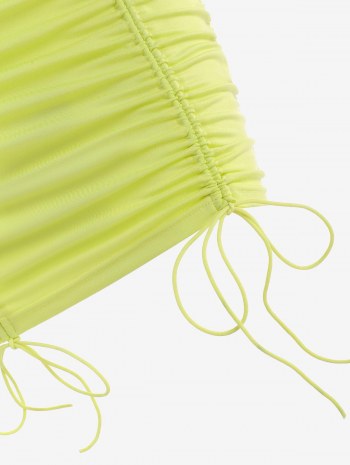 Ruffle Lace Up Cinched Slinky Dress