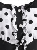 Ruffle Polka Dot Mock Button T Shirt