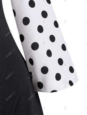 Ruffle Polka Dot Mock Button T Shirt