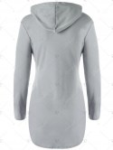 Stylish Hooded Long Sleeve Solid Color Pocket Design T-shirt For Women
