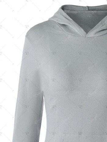 Stylish Hooded Long Sleeve Solid Color Pocket Design T-shirt For Women