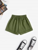 Sunflower Print Pocket Drawstring Wide Leg Shorts