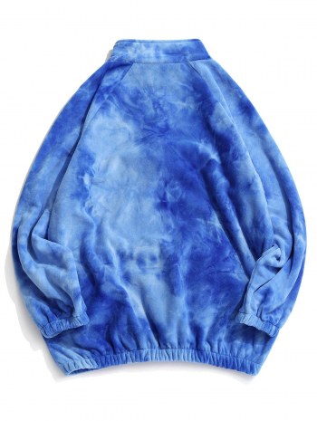 Tie Dye Half Zipper Raglan Sleeve Fleece Sweatshirt