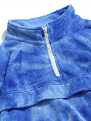 Tie Dye Half Zipper Raglan Sleeve Fleece Sweatshirt