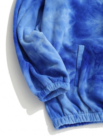 Tie Dye Half Zipper Raglan Sleeve Fleece Sweatshirt