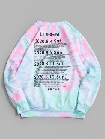 Tie Dye Letter Print Pullover Sweatshirt