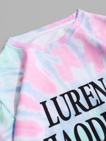 Tie Dye Letter Print Pullover Sweatshirt