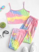 Tie Dye Pocket Drawstring Jogger Pants Set