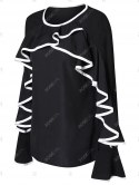 Two Tone Flounce Flare Sleeve Blouse