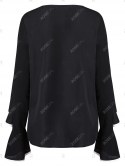 Two Tone Flounce Flare Sleeve Blouse