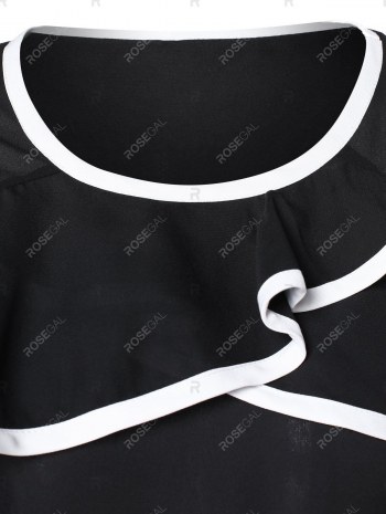 Two Tone Flounce Flare Sleeve Blouse