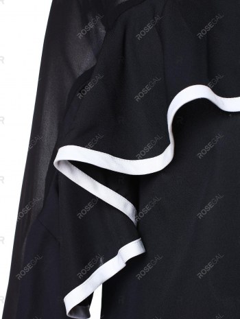 Two Tone Flounce Flare Sleeve Blouse