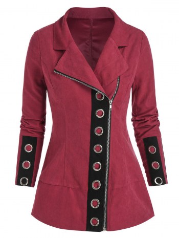 Zip Up Grommets Jacket