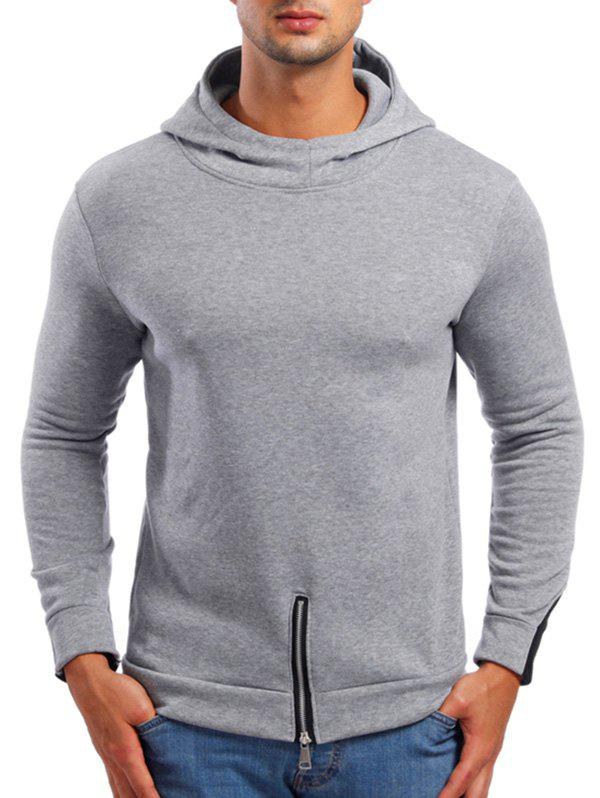 Zipper Bottom Solid Color Hoodie